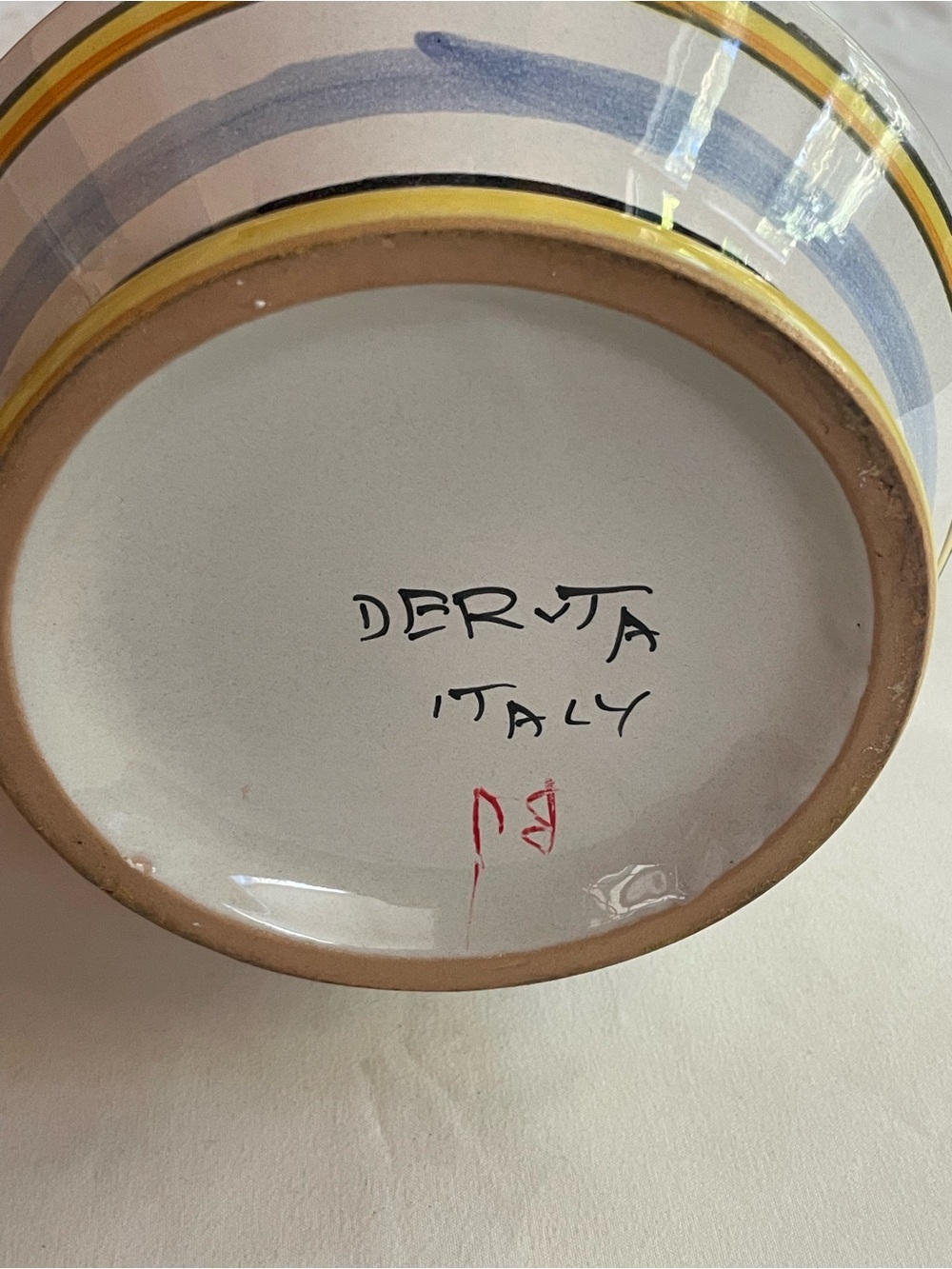 Hand-Painted Ceramic Biscotti Jar in White and Yellow - Picture 4 of 6